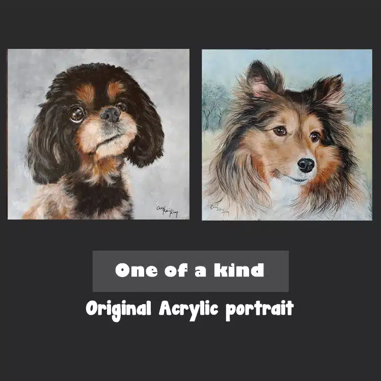 Custom Hand Painted Pet Portrait acrylic on 12x12" or 16x16" panel